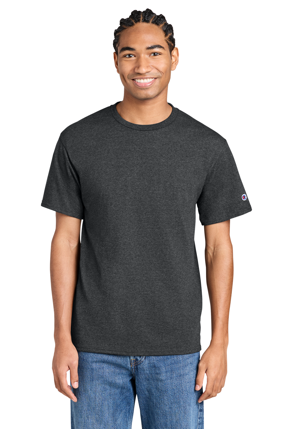 Champion Jersey Short Sleeve Tee with custom logo embroidery
