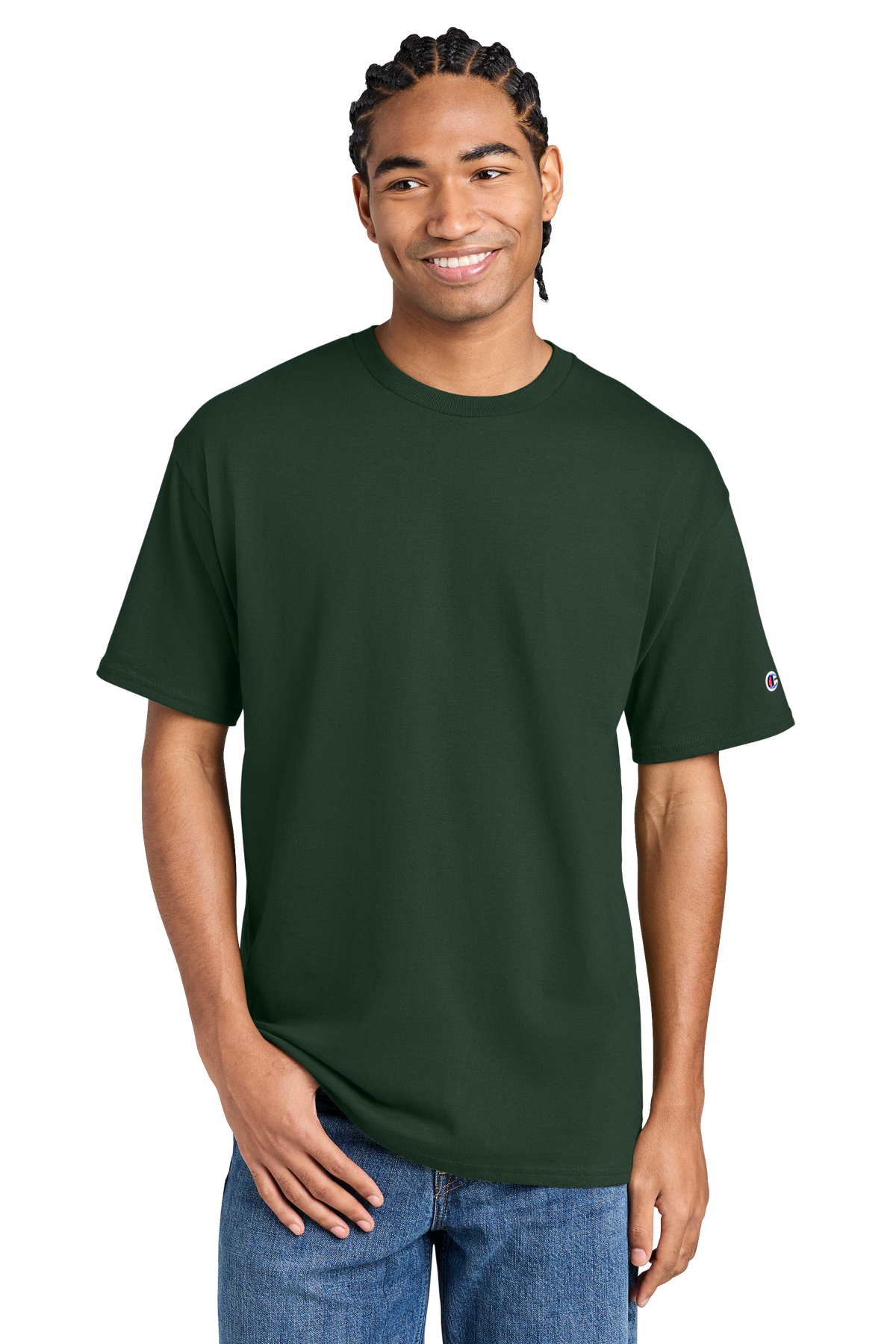 Champion Jersey Short Sleeve Tee with custom logo embroidery