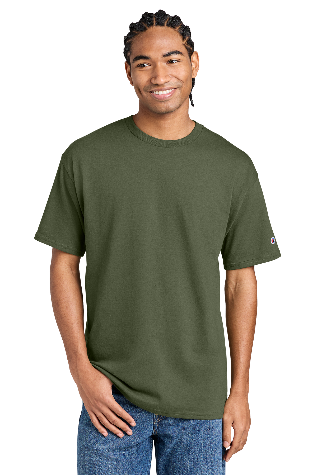 Champion Jersey Short Sleeve Tee with custom logo embroidery