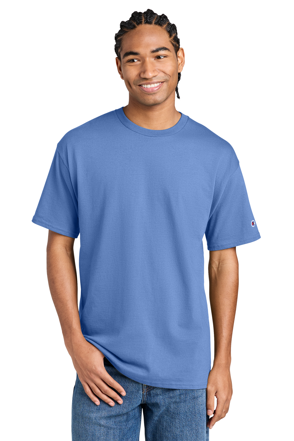 Champion Jersey Short Sleeve Tee with custom logo embroidery