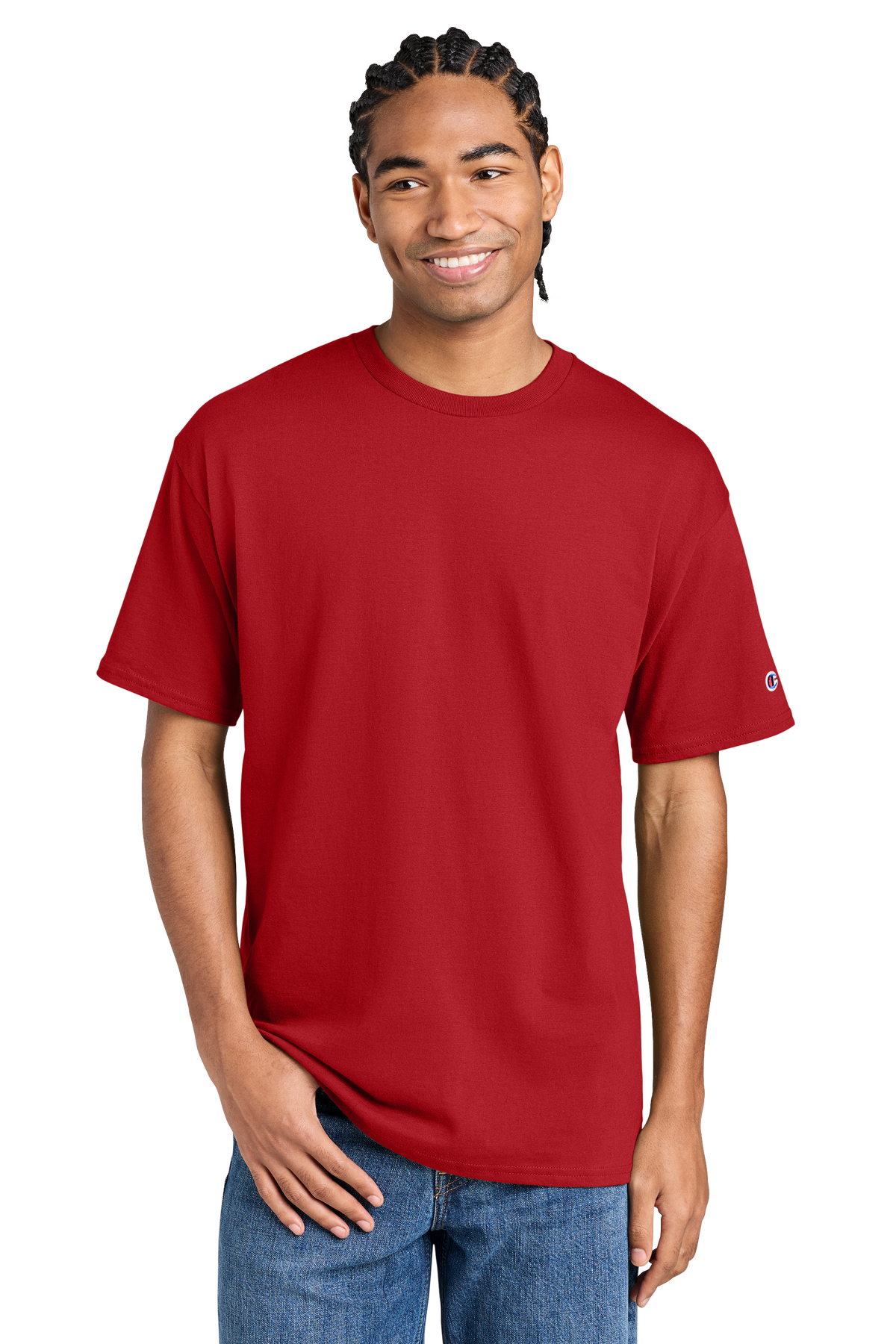 Champion Jersey Short Sleeve Tee with custom logo embroidery