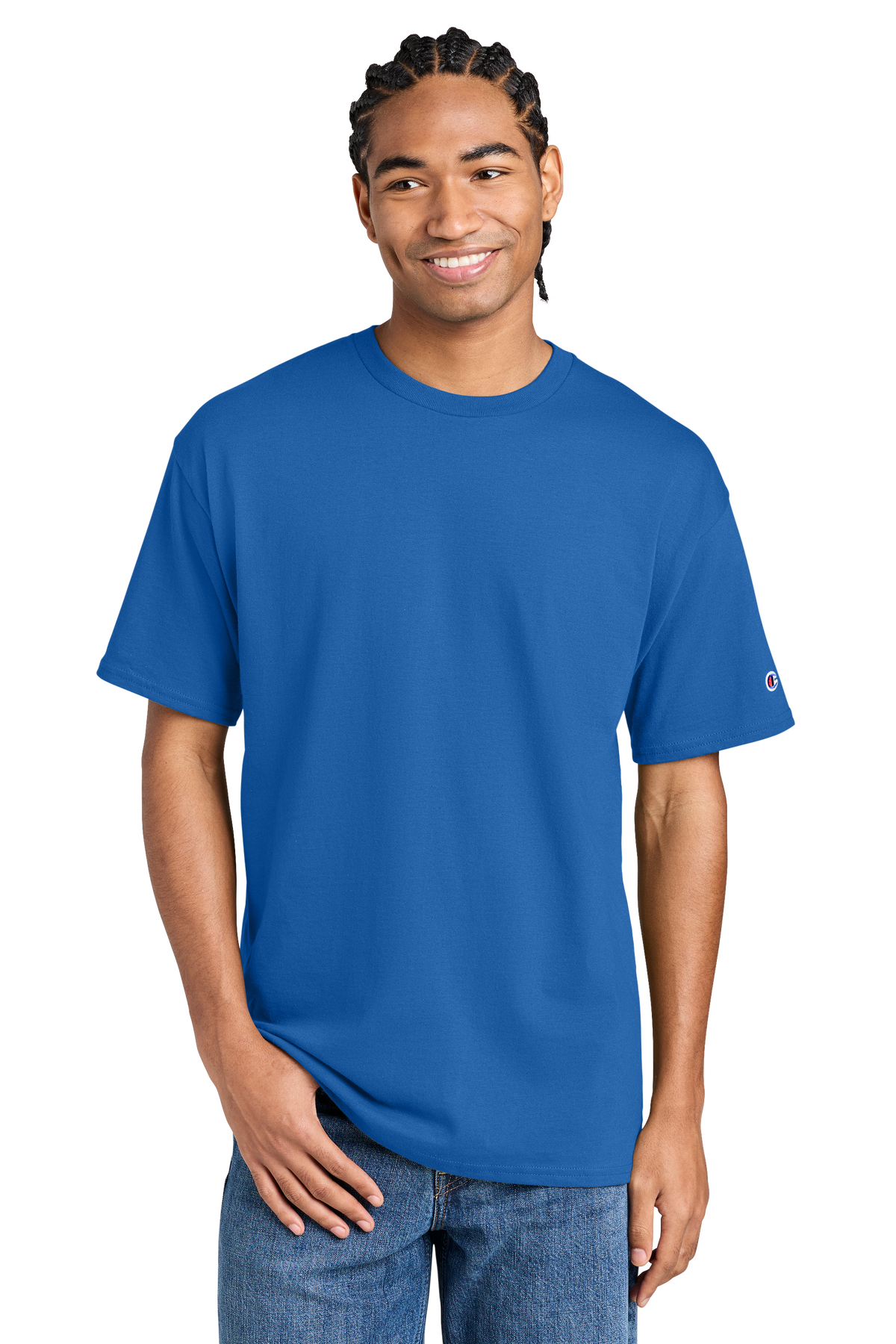 Champion Jersey Short Sleeve Tee with custom logo embroidery
