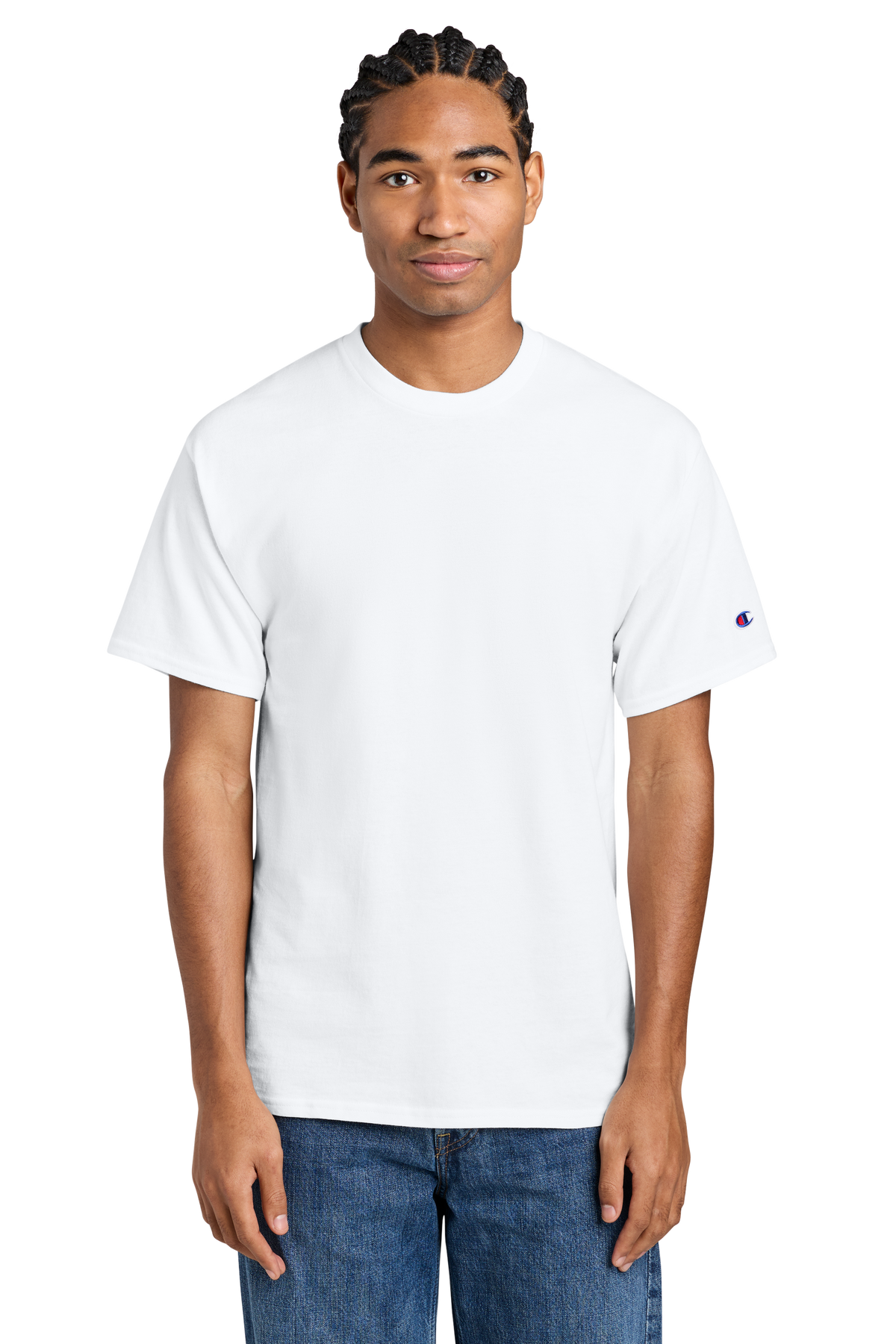 Champion Jersey Short Sleeve Tee with custom logo embroidery