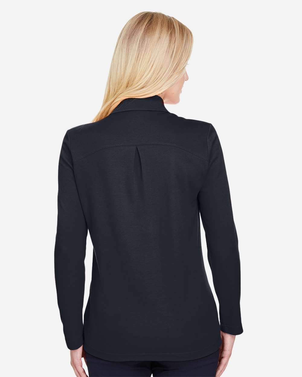 Devon & Jones Women's CrownLux Performance® Plaited Long Sleeve Polo with custom logo embroidery