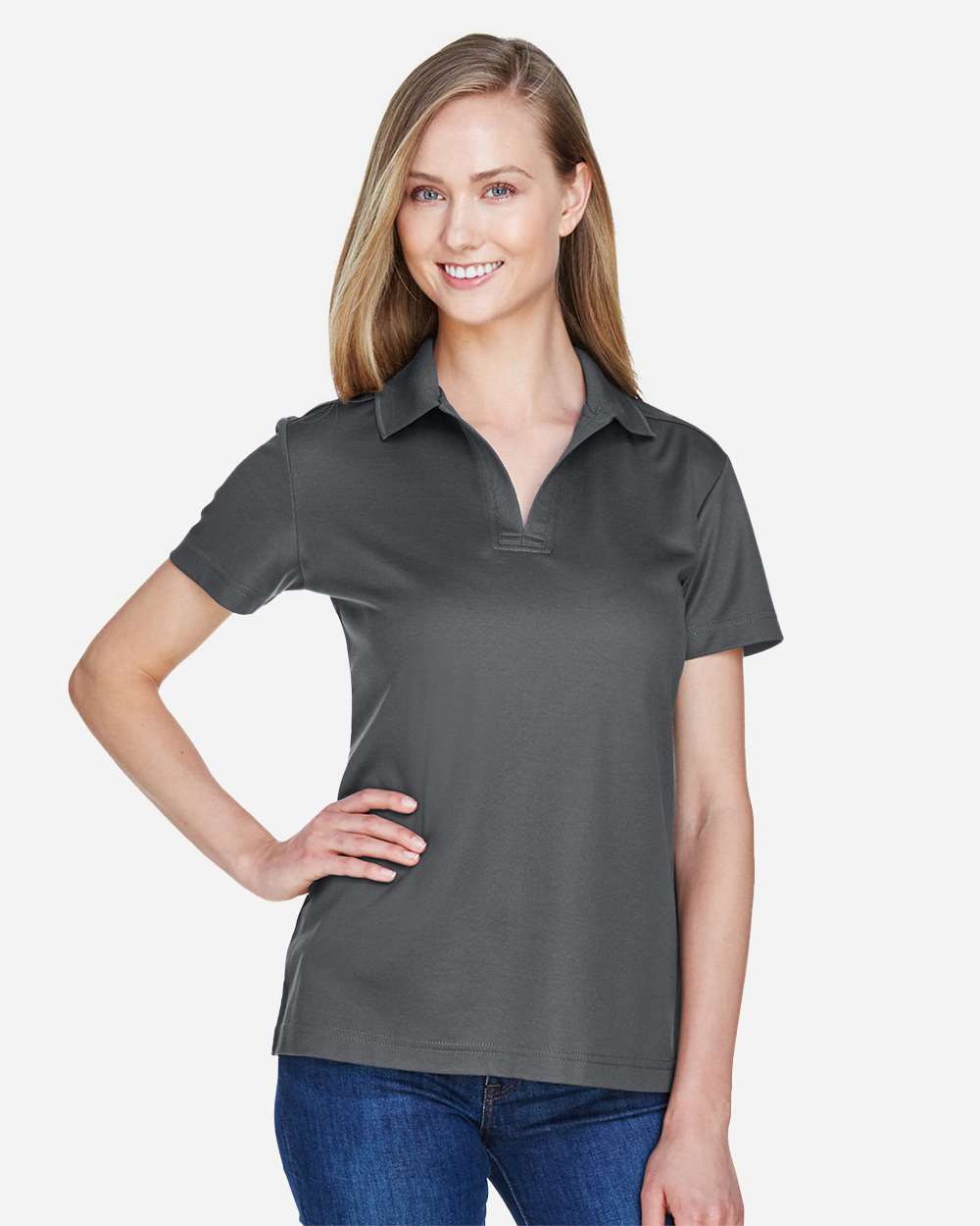 Devon & Jones Ladies CrownLux Performance Plaited Polo