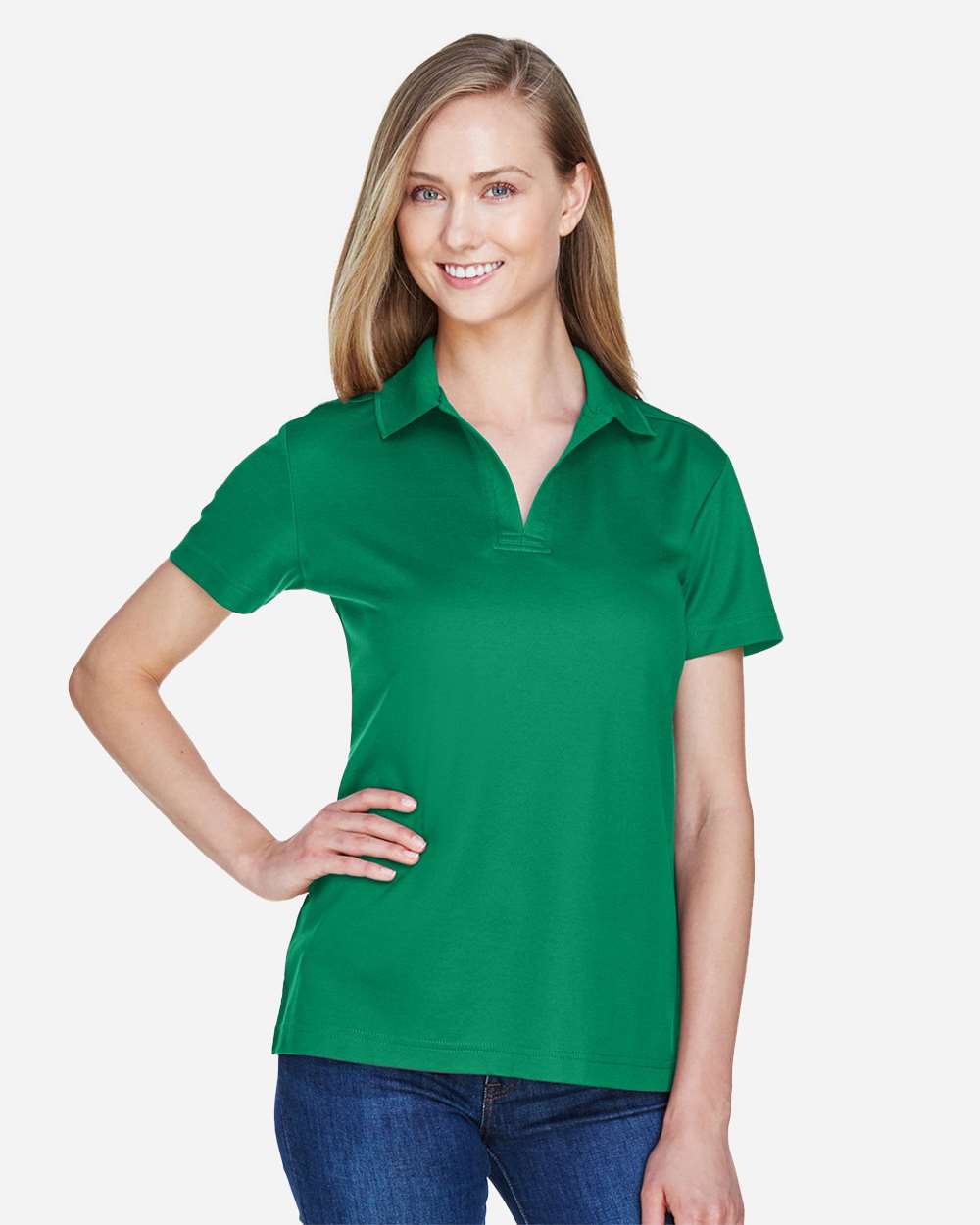 Devon & Jones Ladies CrownLux Performance Plaited Polo