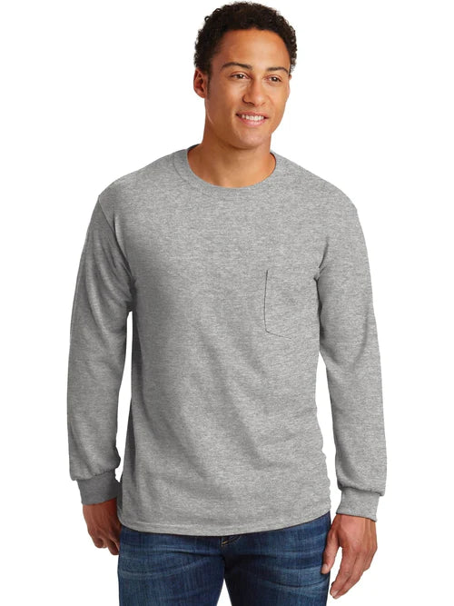Gildan Ultra Cotton 100% US Cotton Long Sleeve T-Shirt with Pocket