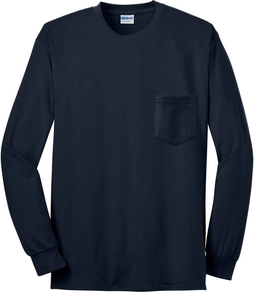 Gildan Ultra Cotton 100% US Cotton Long Sleeve T-Shirt with Pocket