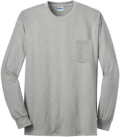 Gildan Ultra Cotton 100% US Cotton Long Sleeve T-Shirt with Pocket