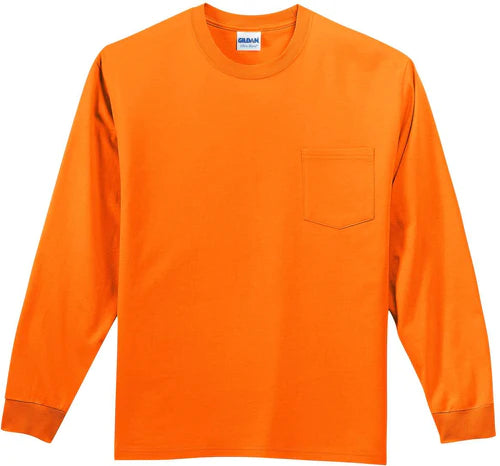 Gildan Ultra Cotton 100% US Cotton Long Sleeve T-Shirt with Pocket