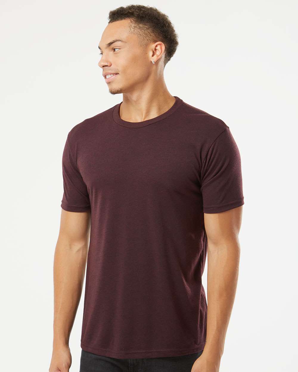 Next Level Apparel Unisex Tri-Blend Tee with custom logo embroidery