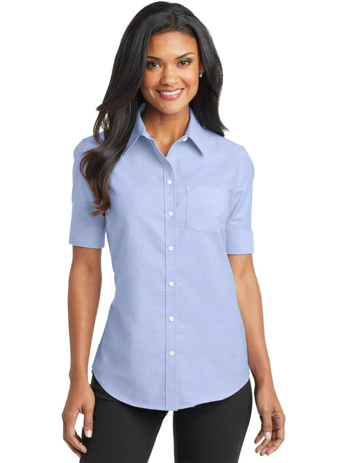 Port Authority Ladies Short Sleeve SuperPro Oxford Shirt