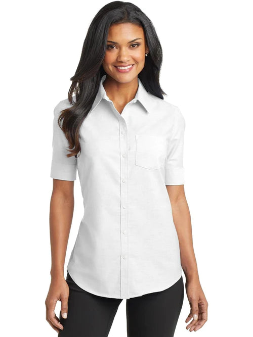 Port Authority Ladies Short Sleeve SuperPro Oxford Shirt