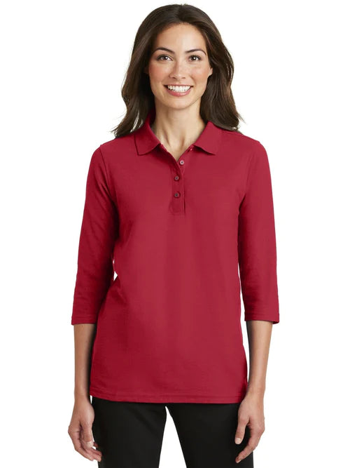 Port Authority Ladies Silk Touch 3/4-Sleeve Polo