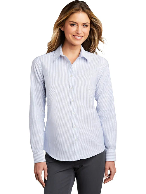 Port Authority Ladies SuperPro Oxford Stripe Shirt