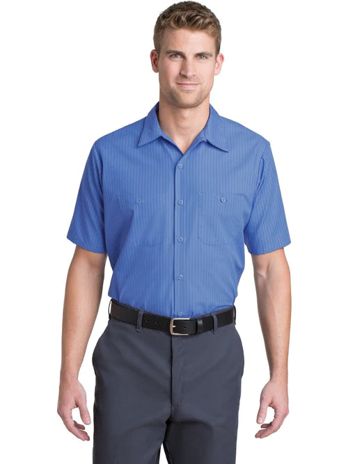Red Kap Short Sleeve Striped Industrial Work Shirt