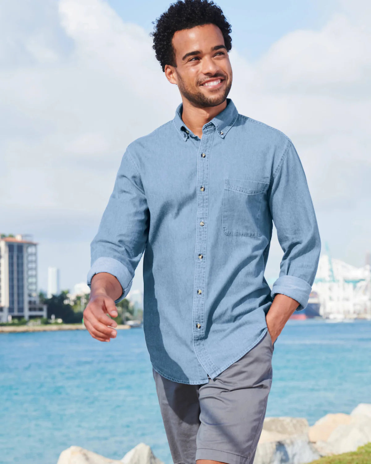 Port & Company Long Sleeve Value Denim Shirt