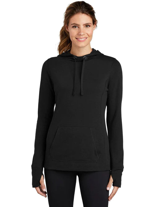 Sport-Tek Ladies PosiCharge Tri-Blend Wicking Fleece Hooded Pullover