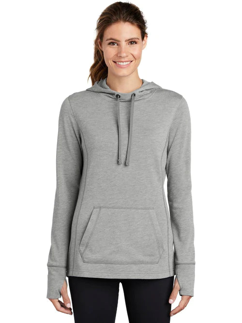 Sport-Tek Ladies PosiCharge Tri-Blend Wicking Fleece Hooded Pullover