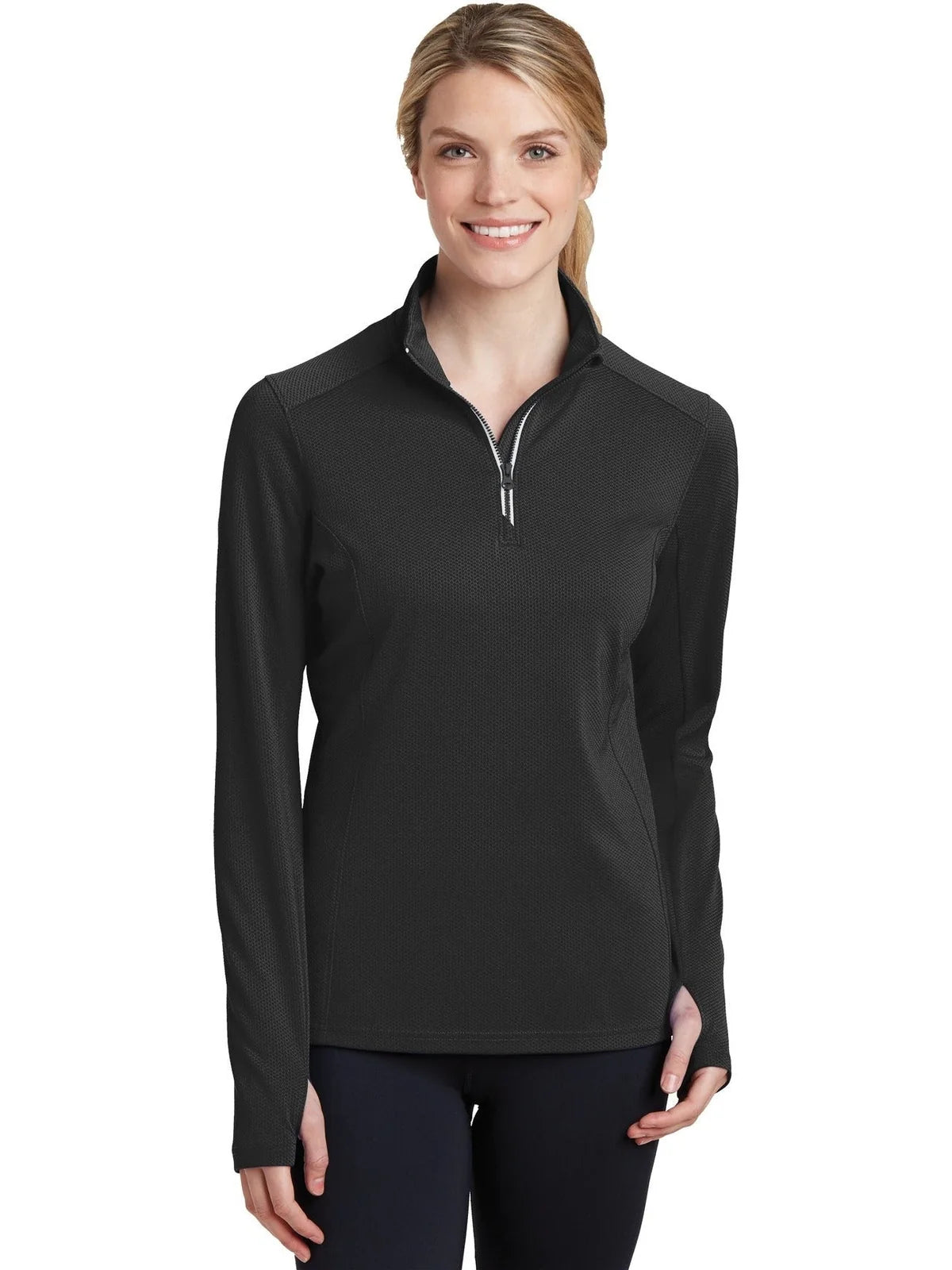 Sport-Tek Women's Sport-Wick Textured 1/4-Zip Pullover