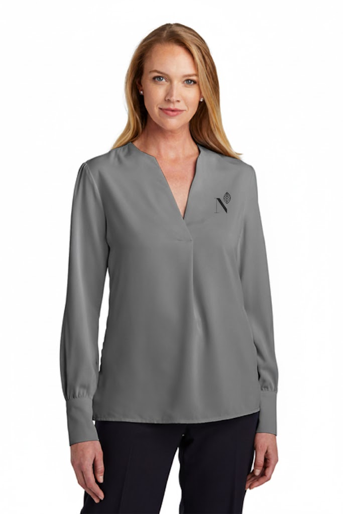 Brooks Brothers Womenās Open-Neck Satin Blouse