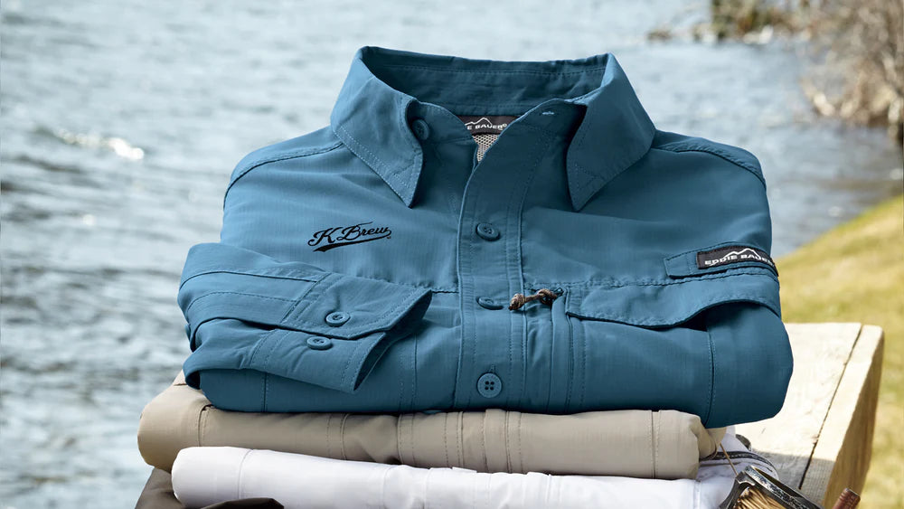 Custom Embroidered Eddie Bauer Fishing Shirts to Wear with Your Crew