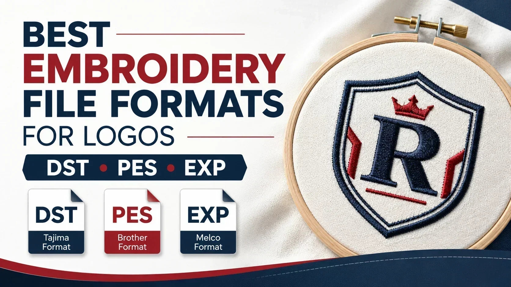 Best Embroidery File Formats for Logos (DST, PES, EXP)