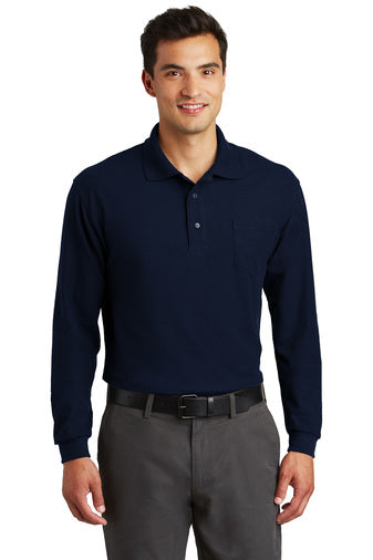 Port Authority Silk Touch Long Sleeve Polo with Pocket