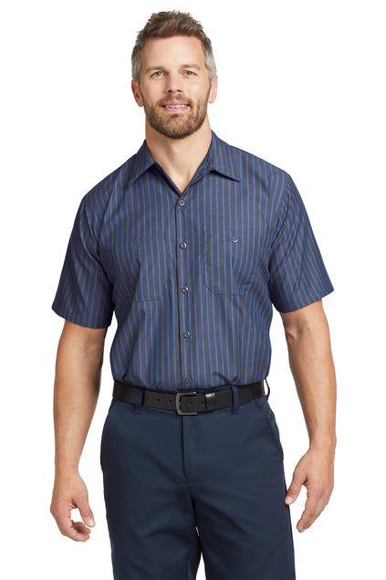 Red Kap Short Sleeve Striped Industrial Work Shirt