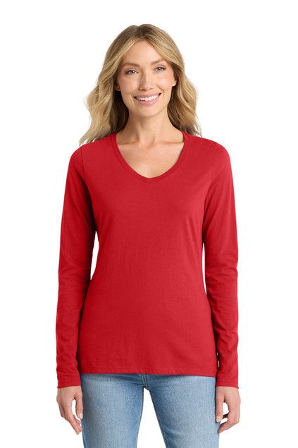 Port & Co Women's Long Sleeve Fan Favorite V-Neck Tee