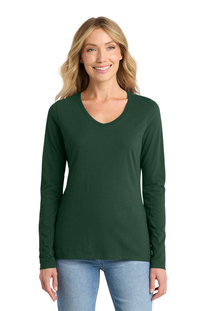 Port & Co Women's Long Sleeve Fan Favorite V-Neck Tee