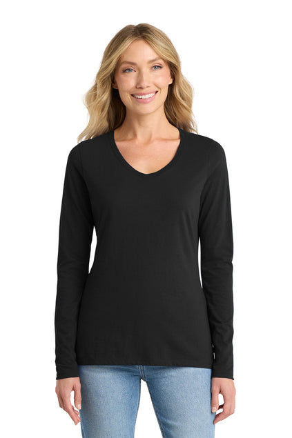 Port & Co Women's Long Sleeve Fan Favorite V-Neck Tee