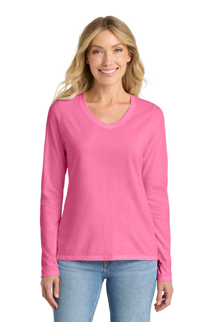 Port & Co Women's Long Sleeve Fan Favorite V-Neck Tee