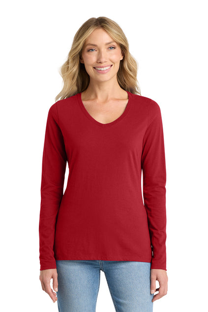 Port & Co Women's Long Sleeve Fan Favorite V-Neck Tee