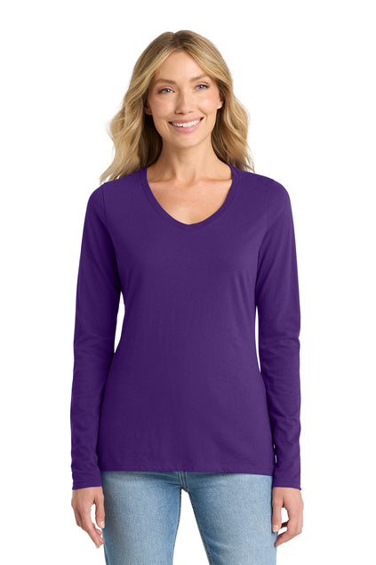 Port & Co Women's Long Sleeve Fan Favorite V-Neck Tee
