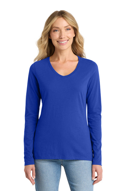 Port & Co Women's Long Sleeve Fan Favorite V-Neck Tee