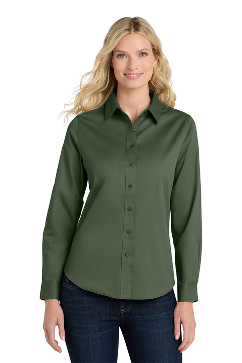 Port Authority Ladies Long Sleeve Easy Care Shirt with custom logo embroidery