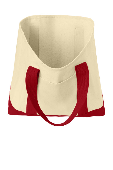 Port Authority Ideal Twill Two-Tone Shopping Tote with custom logo embroidery