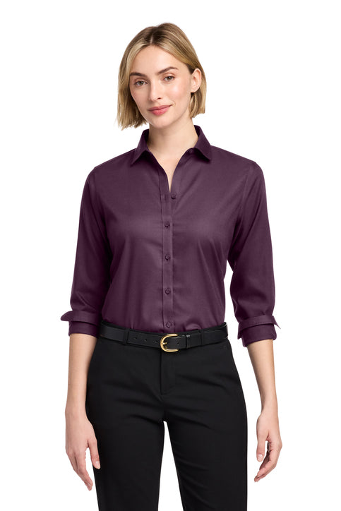 Brooks Brothers Women’s Wrinkle-Free Stretch Nailhead Shirt with custom logo embroidery