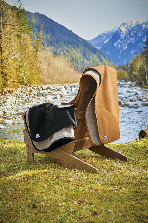 Carhartt Firm Duck Sherpa-Lined Blanket with custom logo embroidery