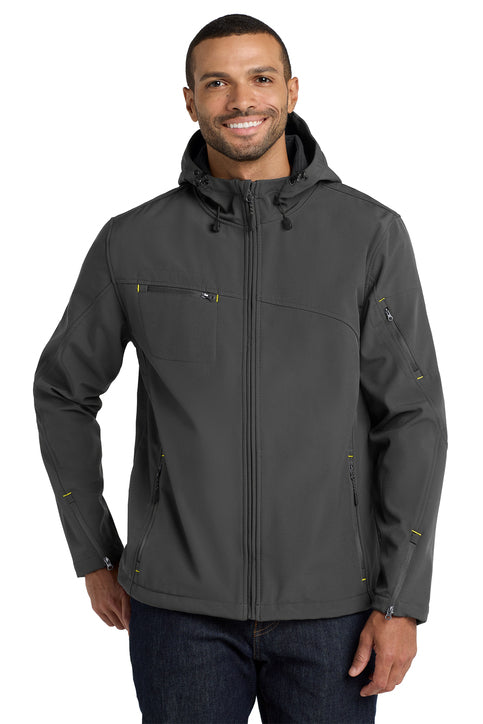 Port Authority Textured Hooded Soft Shell Jacket