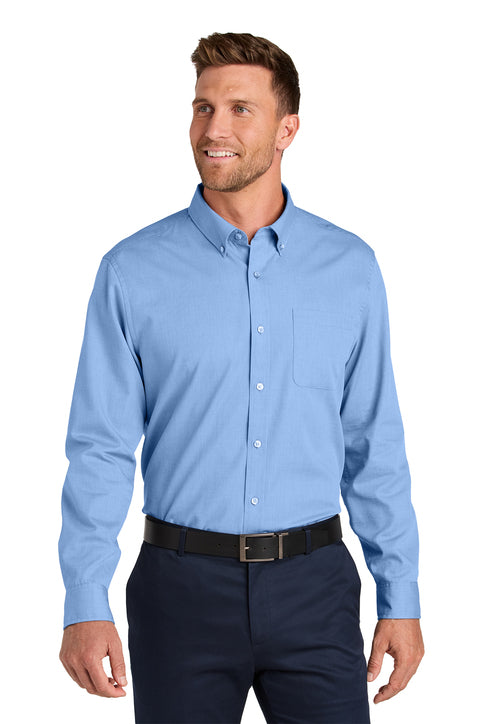 Port Authority Long Sleeve Nailhead Easy Care Shirt with custom logo embroidery