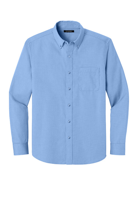 Port Authority Long Sleeve Nailhead Easy Care Shirt with custom logo embroidery