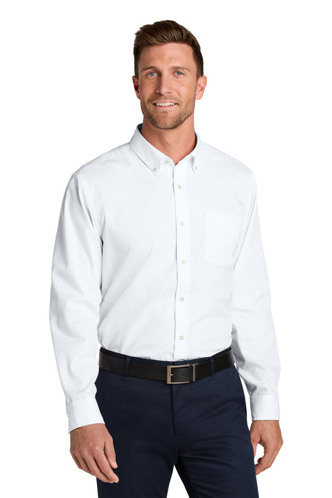 Port Authority Long Sleeve Nailhead Easy Care Shirt with custom logo embroidery