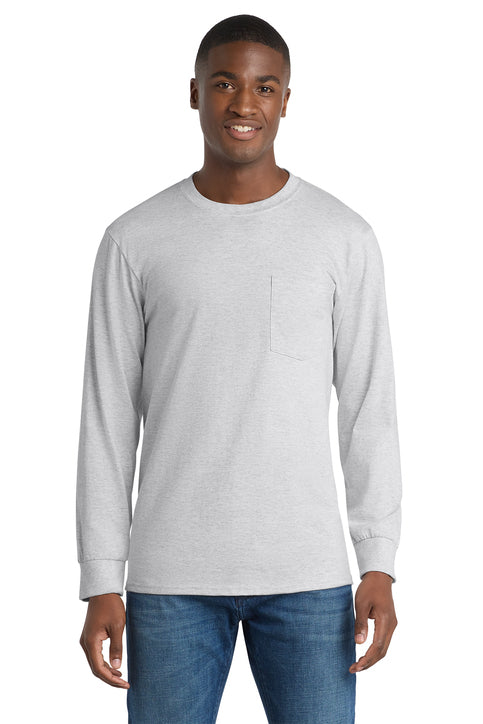 Port & Co Tall Long Sleeve Essential Pocket Tee