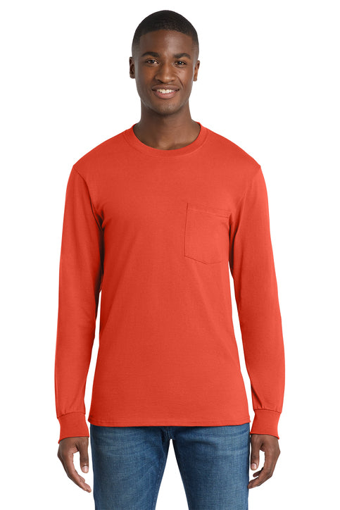 Port & Co Tall Long Sleeve Essential Pocket Tee