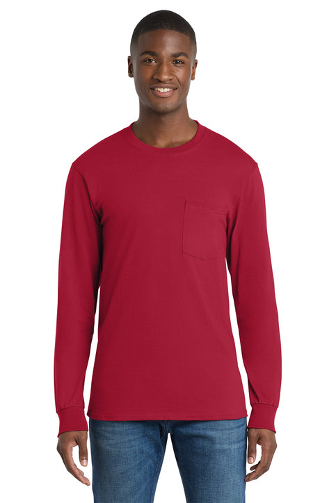 Port & Co Tall Long Sleeve Essential Pocket Tee
