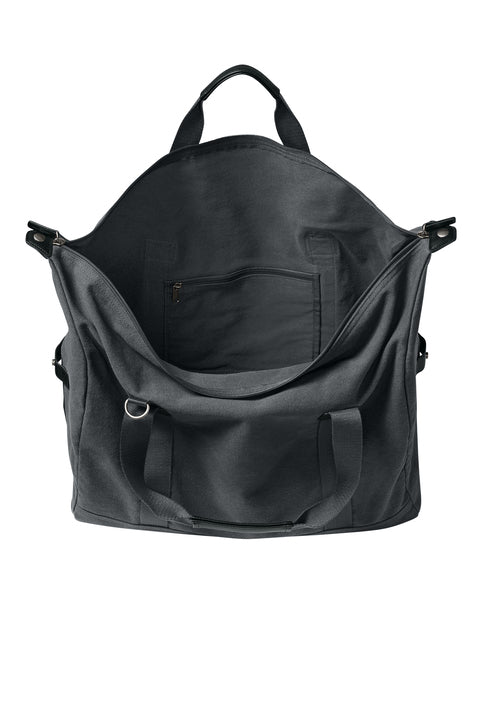 Port Authority Washed Canvas Duffel with custom logo embroidery