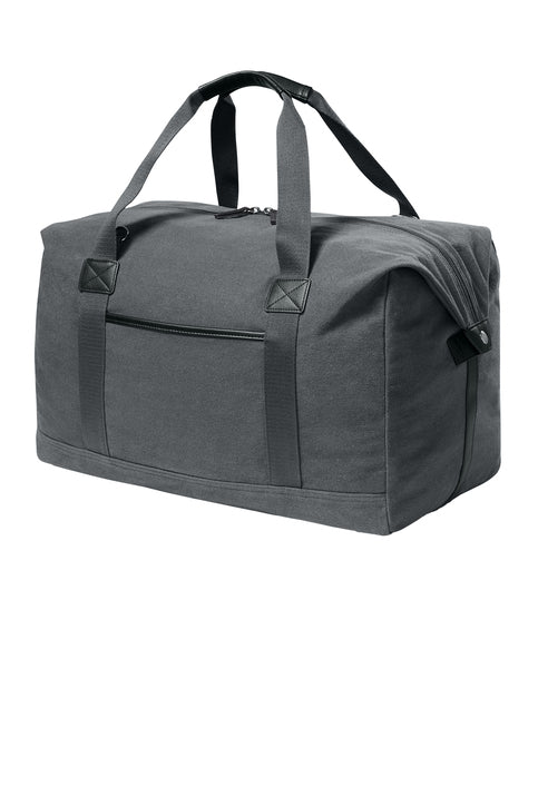 Port Authority Washed Canvas Duffel with custom logo embroidery