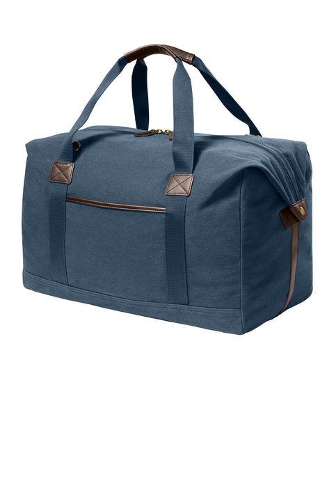 Port Authority Washed Canvas Duffel with custom logo embroidery